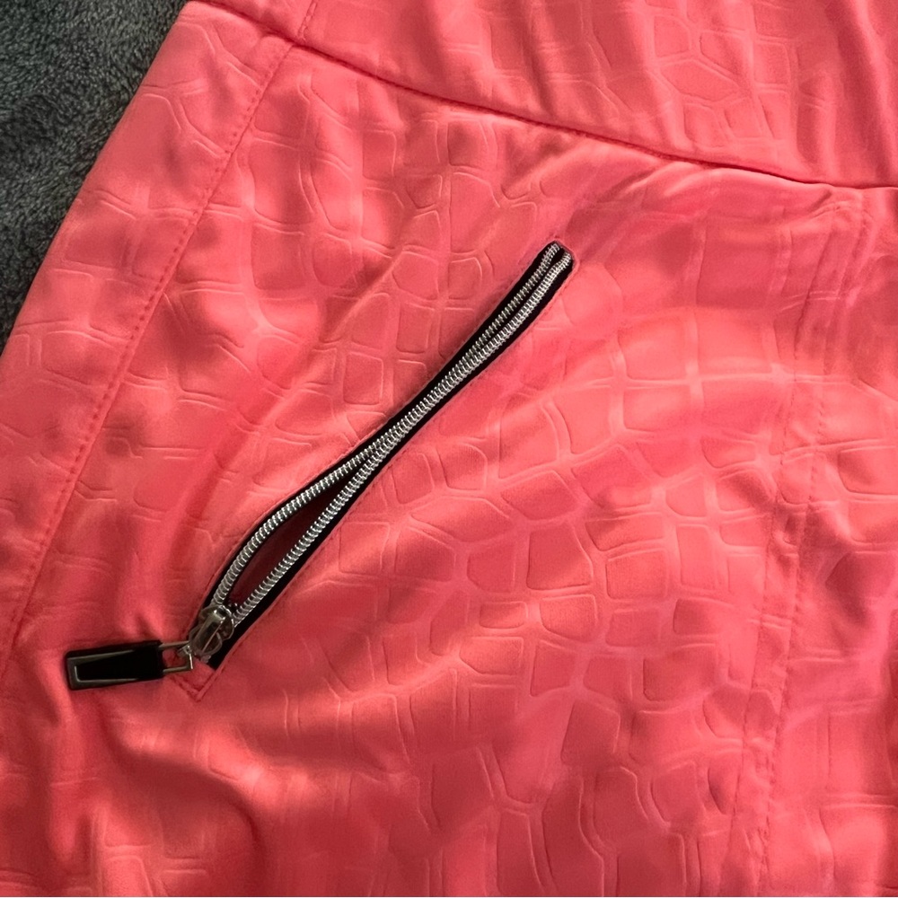 jamie sadock 16 Coral Pink Athletic Skort with Zip Pockets and faux leather trim - Picture 8 of 12
